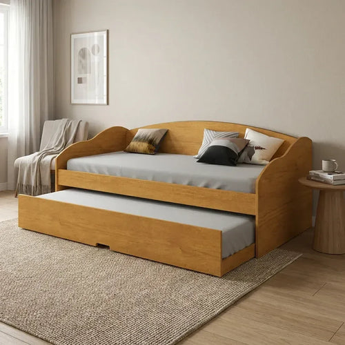 Bicama Solteiro Sofá Cama com Rodízios em MDF Funny Conquista Móveis Cinamomo