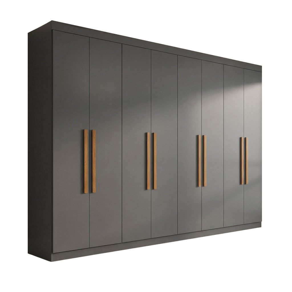 Guarda-Roupa Casal 8 Portas 4 Gavetas Paris Espresso Móveis Cinza/Ônix