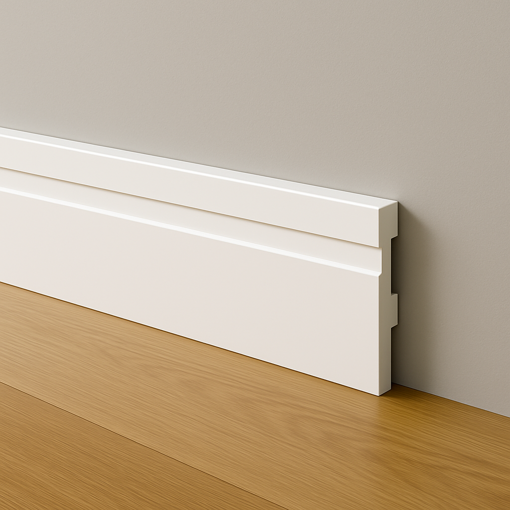 Kit 10 Barras Rodapé Poliestireno 10cm Frisado Branco 2m RM Decor