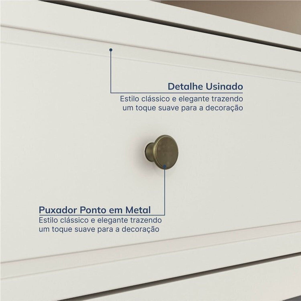 Conjunto Sala de Estar 2 Peças Rack 210cm e Estante Ananda CabeCasa MadeiraOriginals Off White/Mel