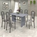 Conjunto Sala de Jantar Mesa Tampo Ardósia com 6 Cadeiras Lavínea Soma Móveis