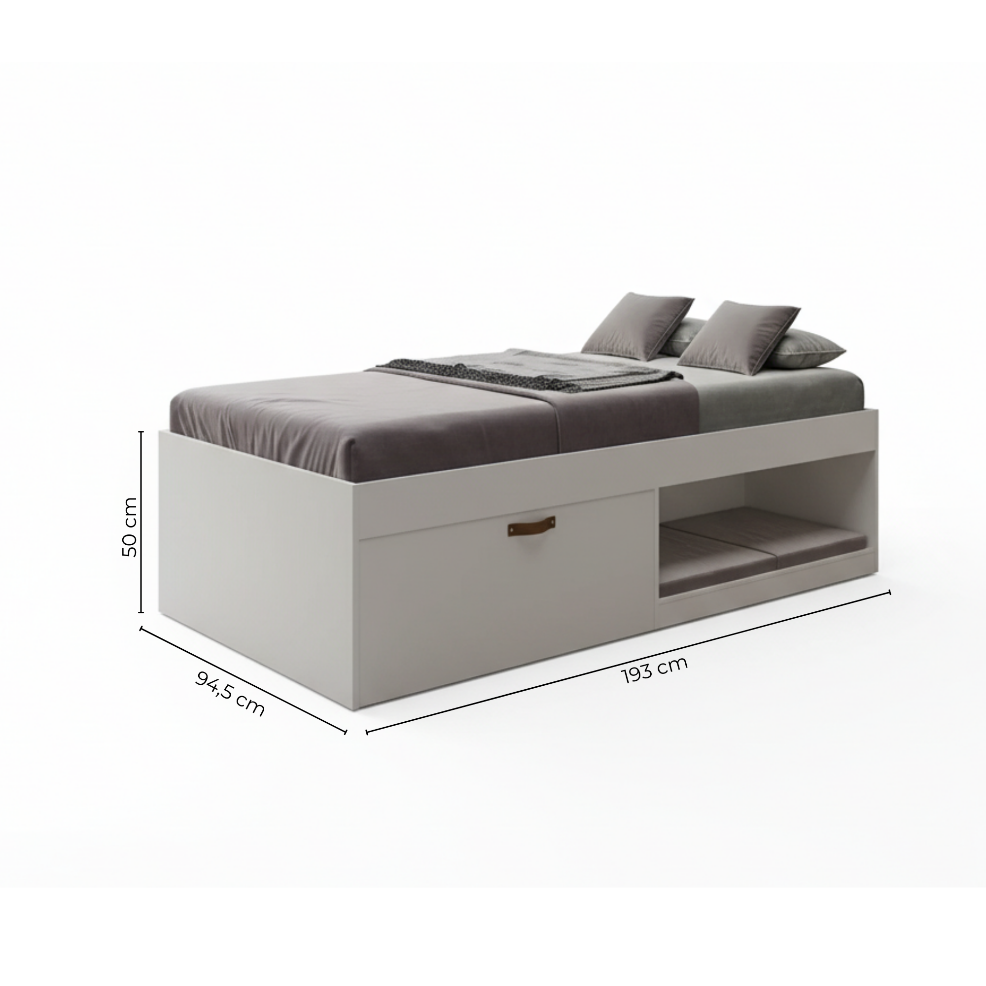 Cama Solteiro com Sapateira e Nicho Laura Yescasa Branco