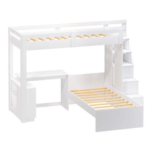 Beliche Office Infantil Moon com Escrivaninha em L e Escada 2 Portas e 2 Gavetas Yescasa Branco