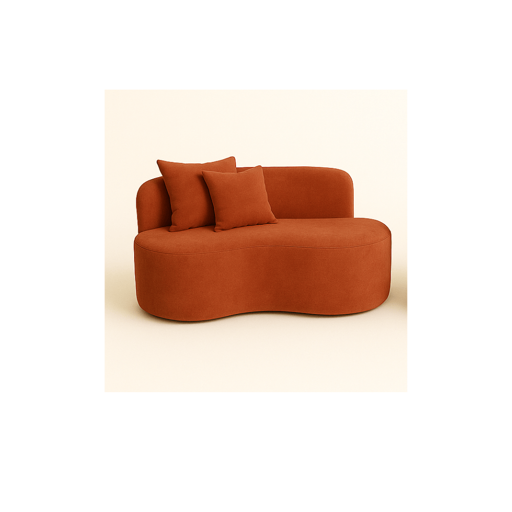 Conjunto Gaia Sofá e Poltrona Curva Orgânica Suede Terracota MD Montanaris Decor