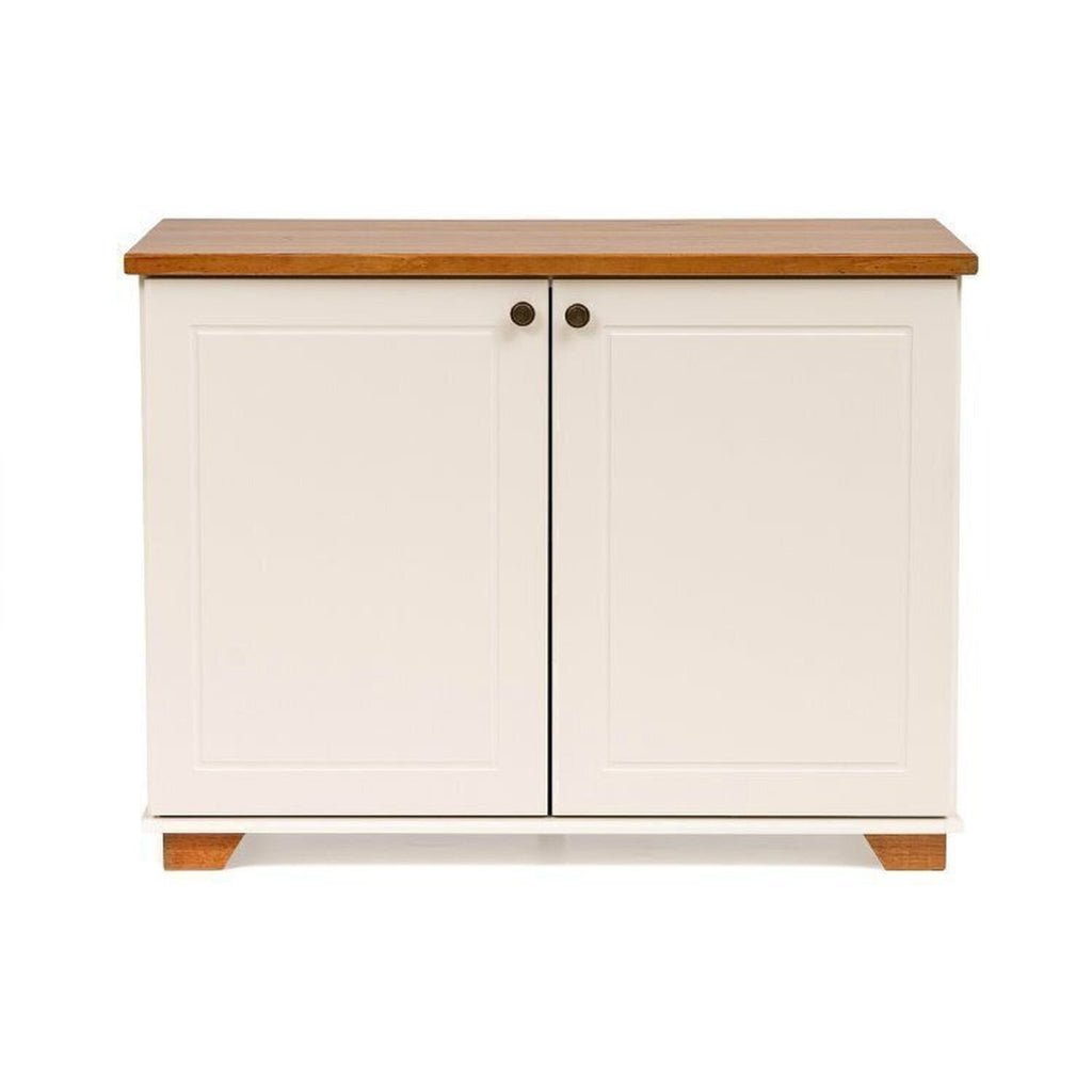 Conjunto Sala Ananda Rack e Armário Multiuso Madeira Maciça Off White/Mel CabeCasa MadeiraMadeira
