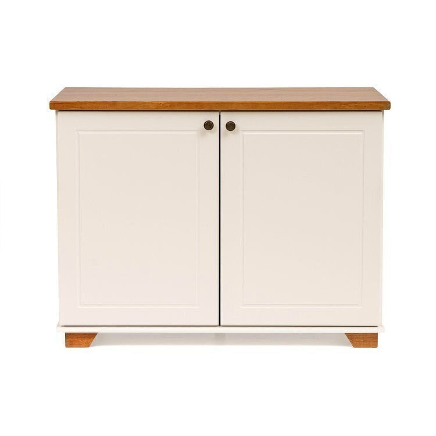 Conjunto Sala Ananda Rack e Armário Multiuso Madeira Maciça Off White/Mel CabeCasa MadeiraMadeira