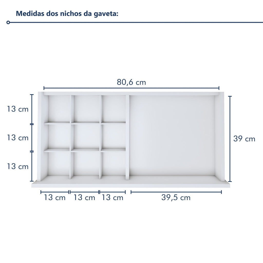 Escrivaninha 100% MDF Berlim 5 Gavetas 136cm Yescasa