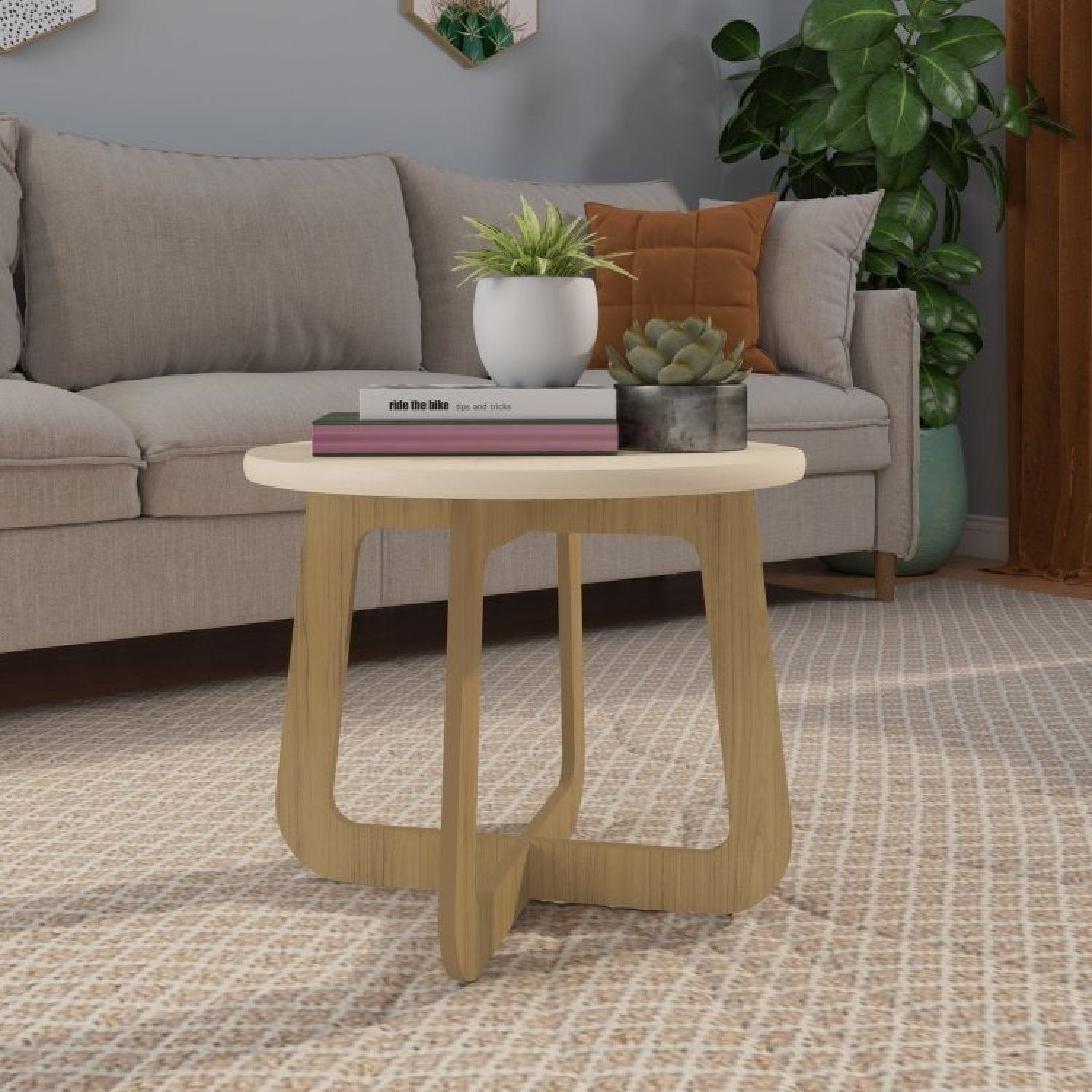 Conjunto Sala de Estar Lotus Rack e Mesa de Centro MDF Carvalho/Off White Espresso Móveis