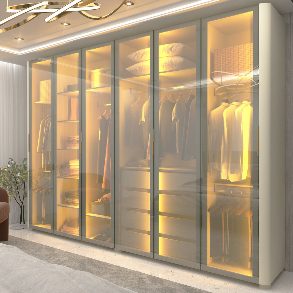 Guarda-Roupa Casal 6 Portas 6 Gavetas Innova Gelius Móveis 100% MDF Branco/Off White