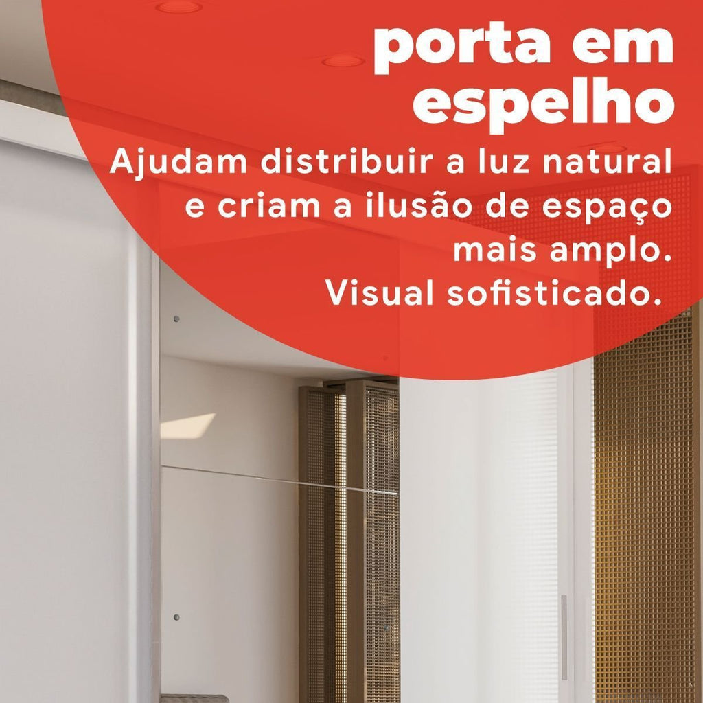Guarda-Roupa Casal 3 Portas de Correr 4 Gavetas Plata Demóbile MDP Branco