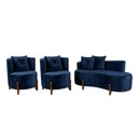 Conjunto Sala de Estar 2 Poltronas e Sofá Curvo Orgânico Boucle MD Montanaris Decor