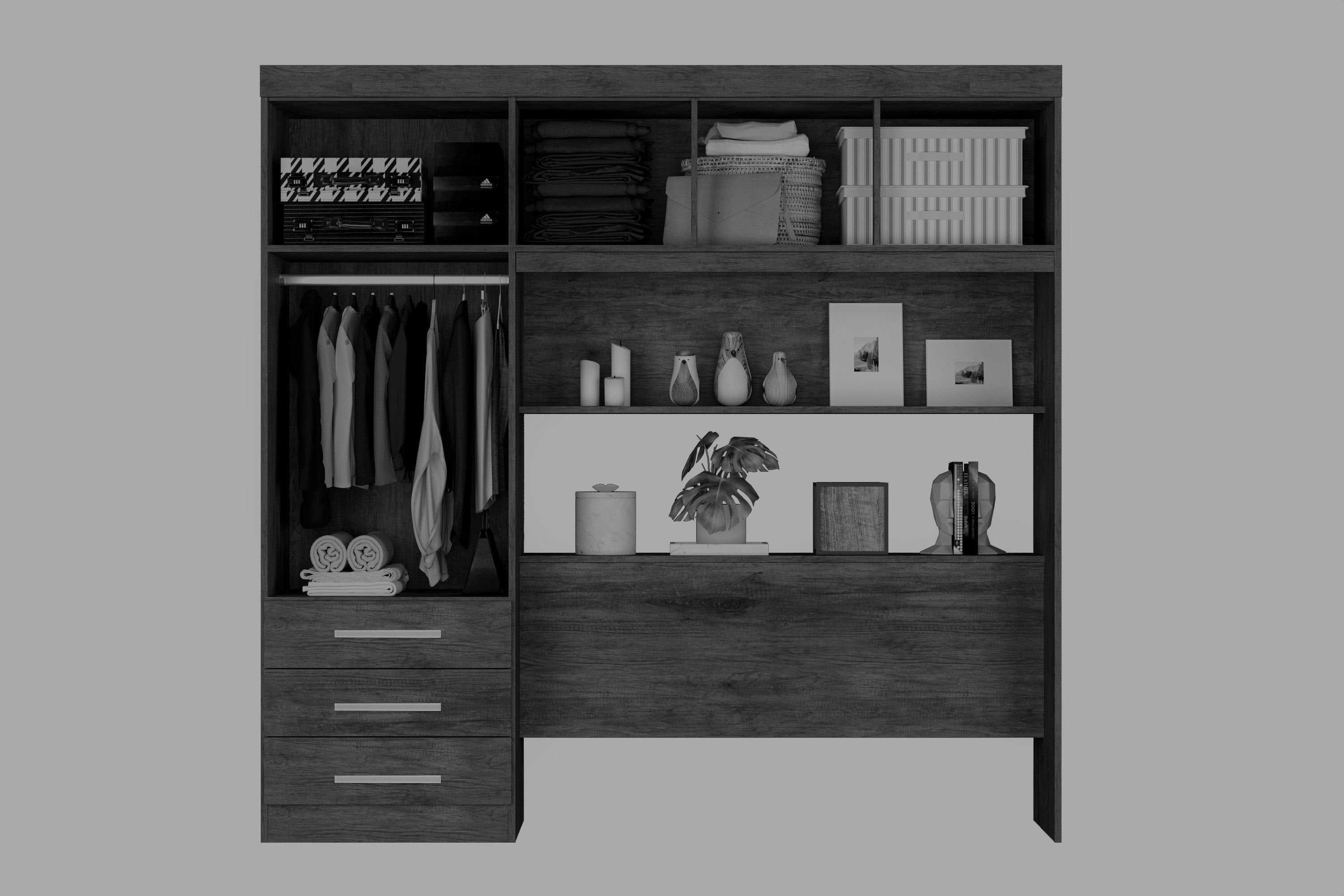 Guarda-Roupa Casal 5 Portas 3 Gavetas Baú Cancun Yescasa 100% MDF Branco