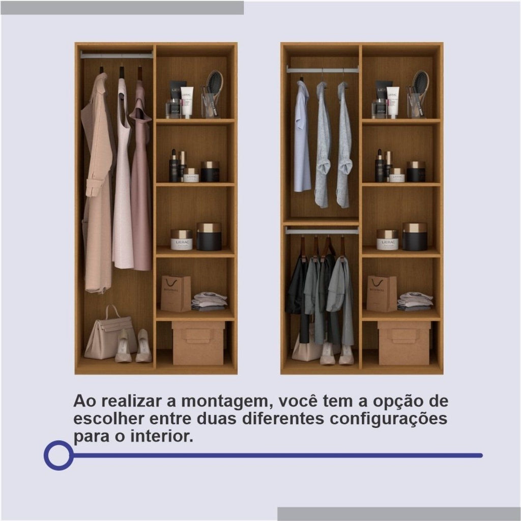 Guarda-Roupa Casal 2 Portas 6 Gavetas Coliseu D Doro 100% MDF Cinamomo/Off White