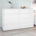 Cômoda para Quarto 8 Gavetas Puxador Embutido Loop 152cm Bege Amêndoa Clean/Off White