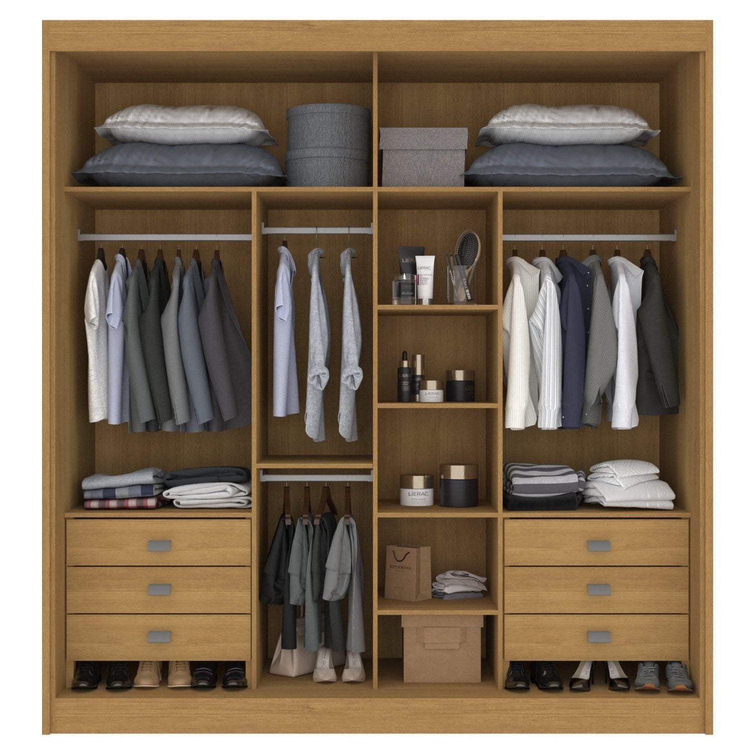 Guarda-Roupa Casal 2 Portas 6 Gavetas D Doro Coliseu 100% MDF Marrom/Cinamomo/Off White
