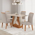 Conjunto Sala de Jantar Mesa Retangular Tampo Vidro/MDF com 4 Cadeiras Fran Inspirare Yescasa Bege/Mel