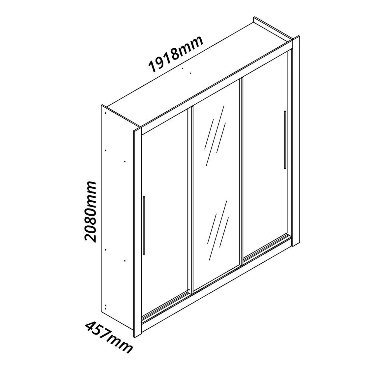 Guarda-Roupa Casal 3 Portas 1 Porta Espelhada Milão Yescasa 100% MDF Branco