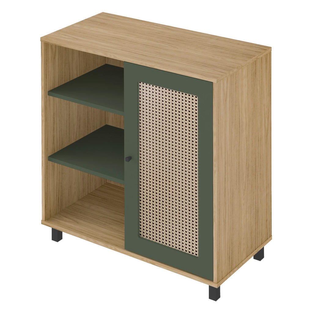 Conjunto Sala de Estar Charlotte Rack Buffet e Mesa de Apoio Artely Móveis Carvalho/Menta