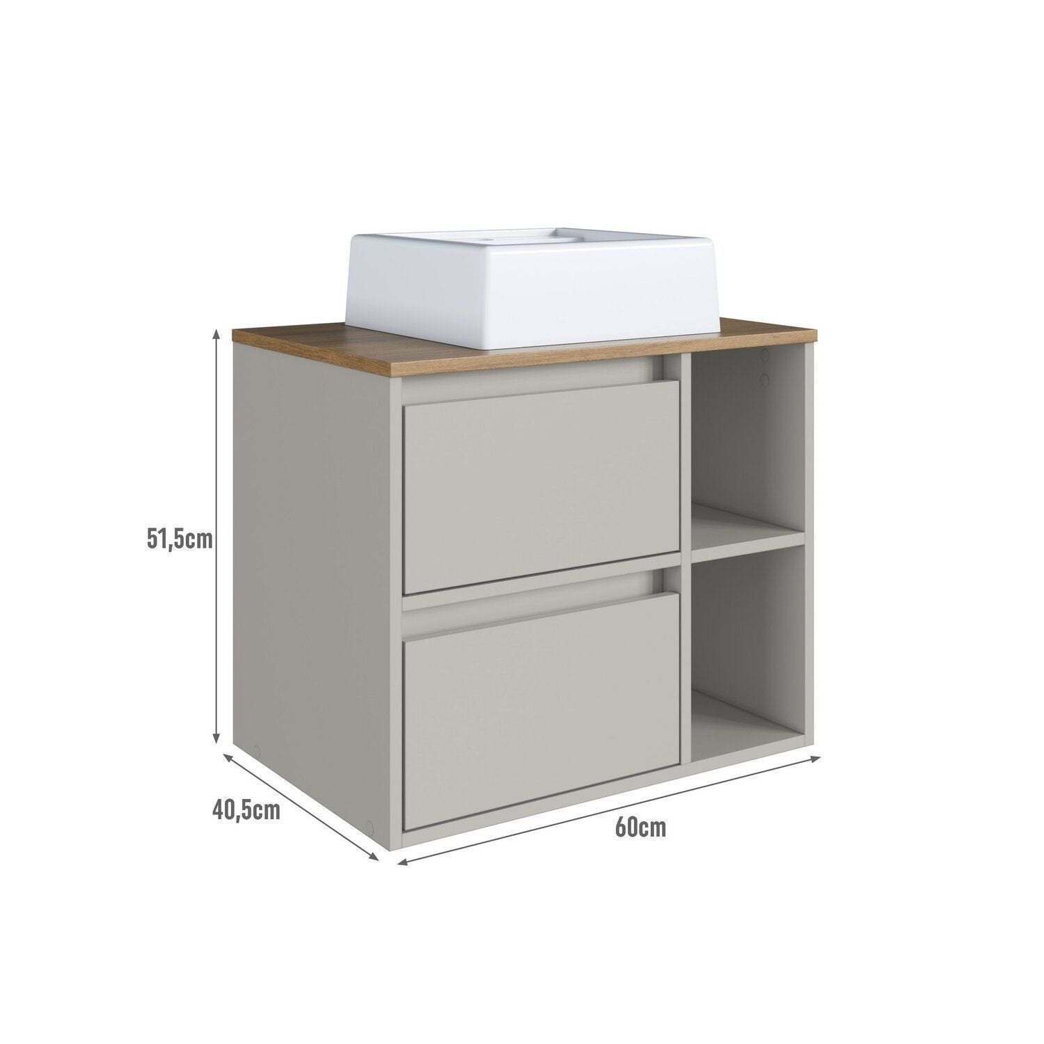 Conjunto para Banheiro Modulado Yescasa 156cm 5 Peças Cuba LED Bege/Mel/Arenas