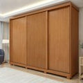 Guarda-Roupa Casal 3 Portas 6 Gavetas com Pés MDF 274cm Ollie Yescasa Marrom Amêndoa Clean/Off White