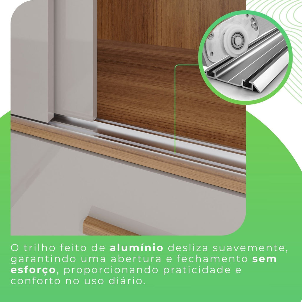 Guarda-Roupa Casal 3 Portas 9 Gavetas Luana Sallêto Móveis Off White/Cinamomo
