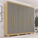 Guarda-Roupa Casal 6 Portas 2 Gavetas França Espresso Móveis MDP Off White/Cinamomo