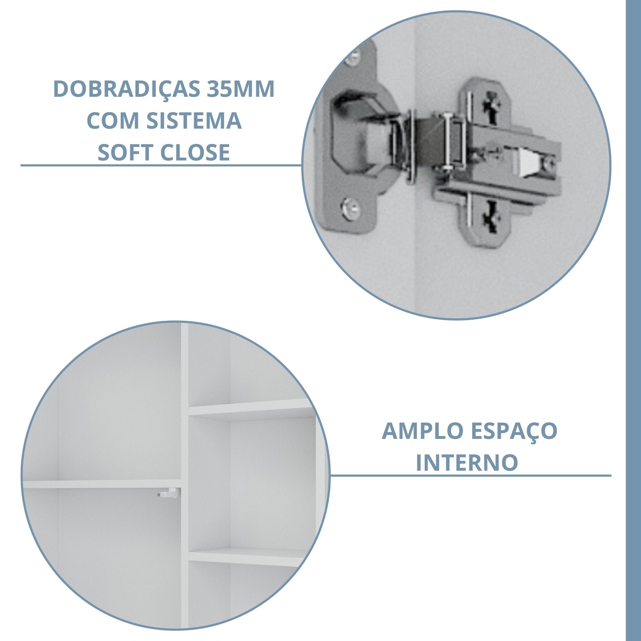 Espelheira para Banheiro MGM Móveis Treviso 1 Porta 3 Prateleiras 55,8cm Branco