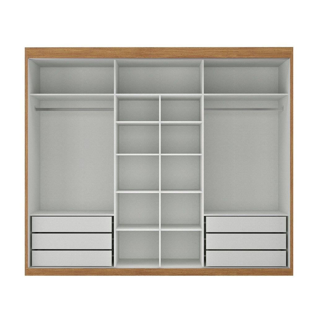 Guarda-Roupa Casal 3 Portas de Correr 6 Gavetas Spazio Yescasa MDP Off White/Cinamomo