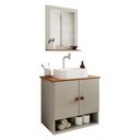 Conjunto de Banheiro Deli 2 Portas com Cuba Oxford e Espelheira Loja DoceLar Branco Carrara/Nature