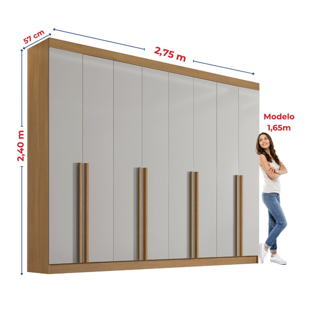 Guarda-Roupa Casal 8 Portas 8 Gavetas Império D Doro 100% MDF Cinamomo/Off White