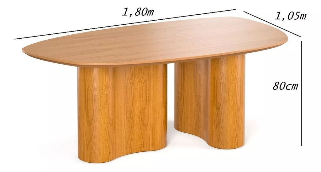 Mesa de Jantar Orgânica Aracajú 6 Lugares Oval 180x105 cm Madeira Natural LCN Móveis