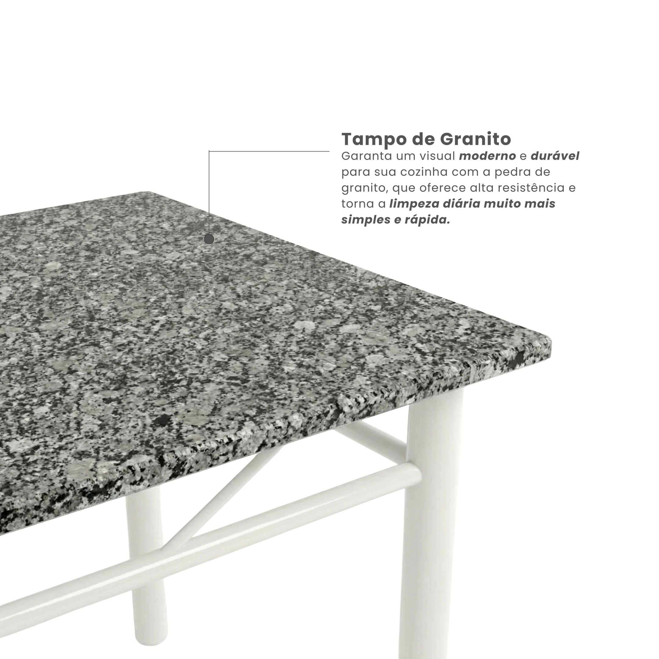 Conjunto Sala de Jantar Mesa Retangular Tampo Granito com 4 Cadeiras Monique Artefamol