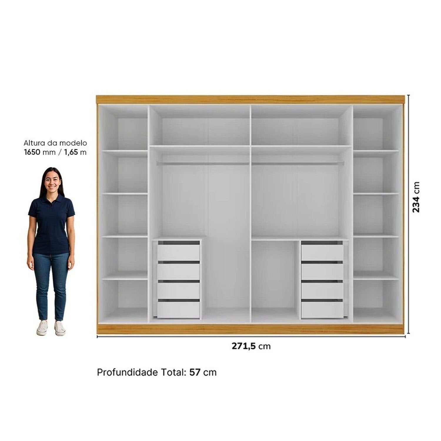 Guarda-Roupa Casal 6 Portas 8 Gavetas Reflecta Cumaru Yescasa 100% MDF Marrom/Marrom