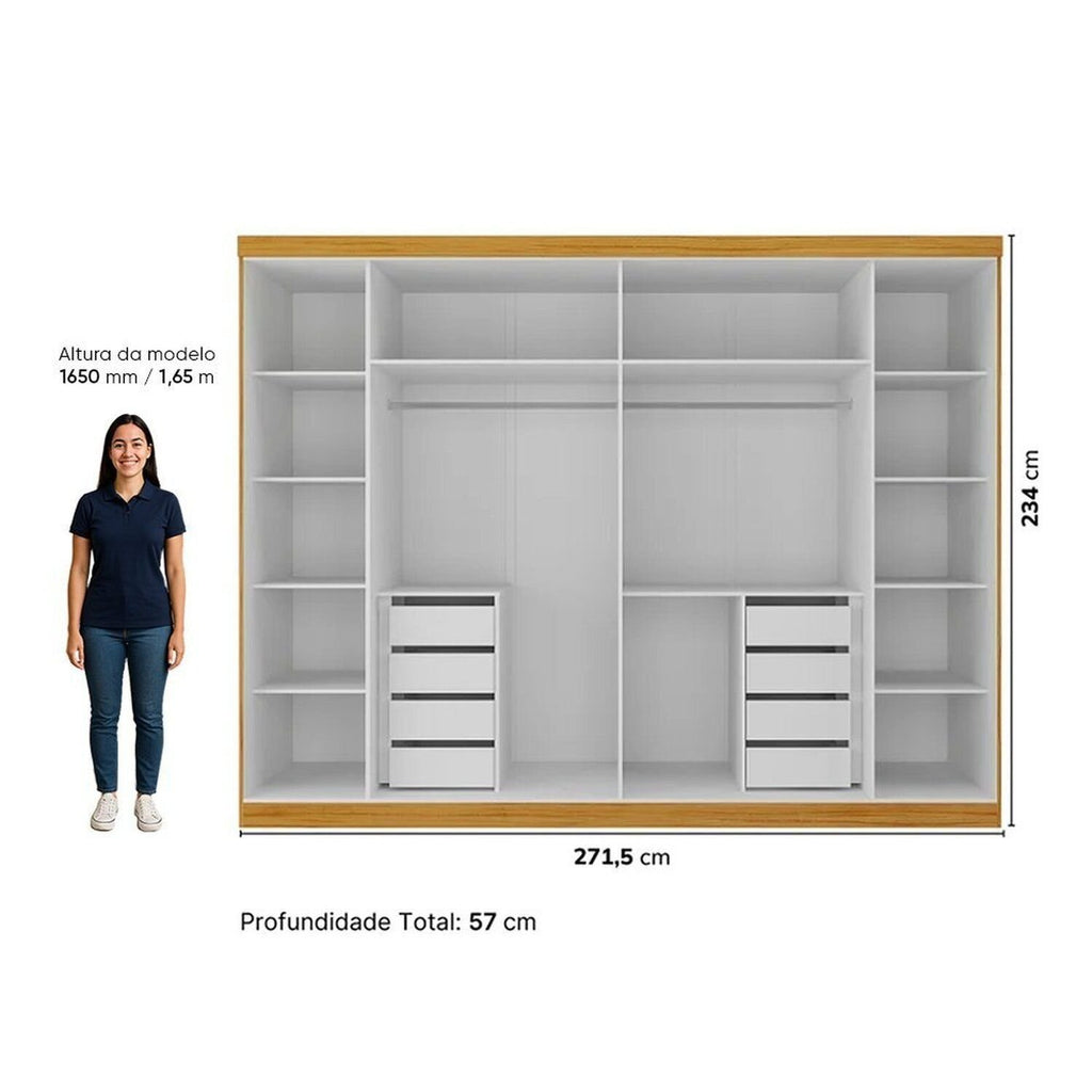Guarda-Roupa Casal 6 Portas Reflecta Cumaru Yescasa 100% MDF Marrom/Marrome