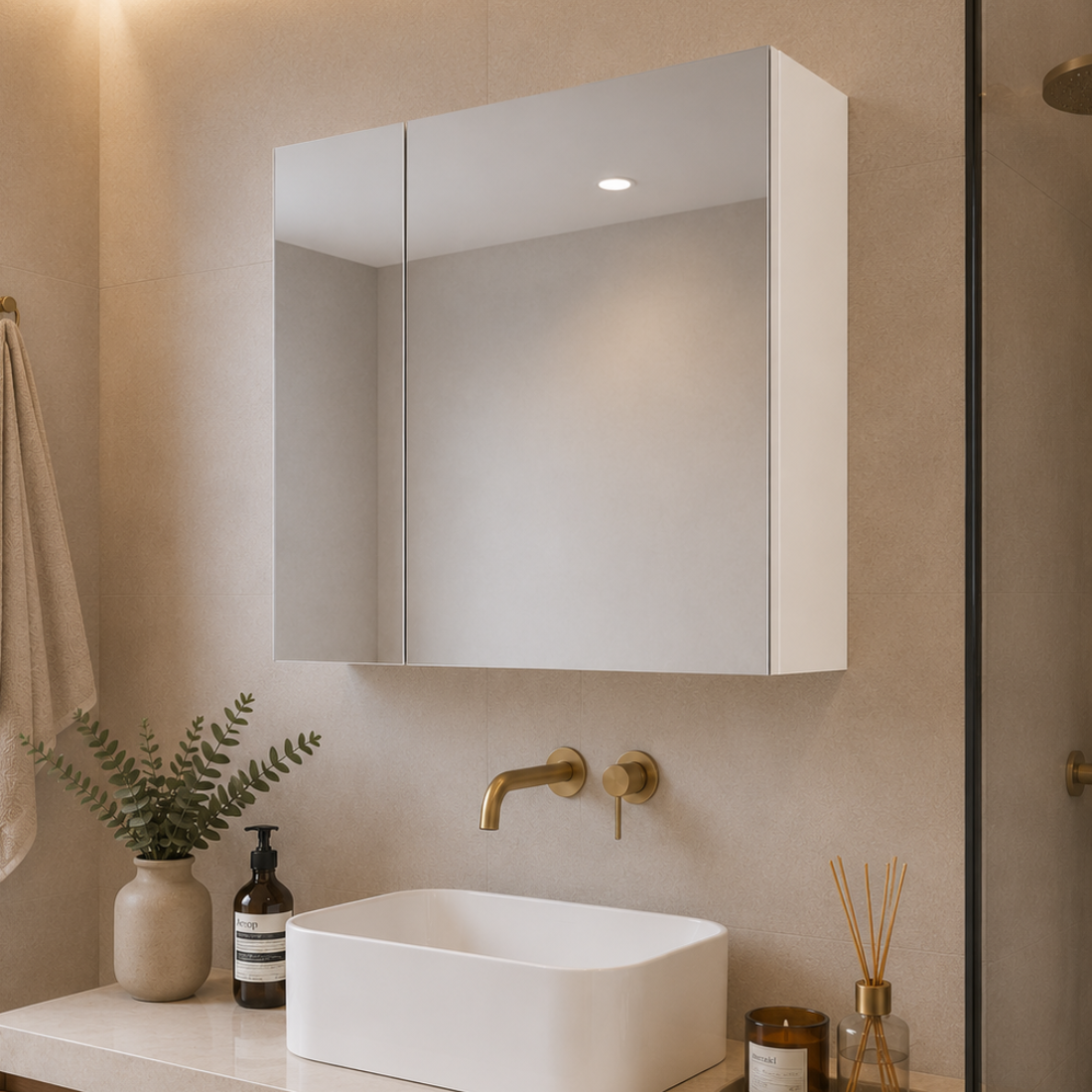 Espelheira para Banheiro JM3 Móveis Klein 60cm 2 Portas Branco
