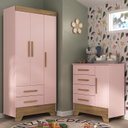 Quarto Infantil Completo Guarda-Roupa 3 Portas 2 Gavetas com Cômoda Selene Espresso Móveis