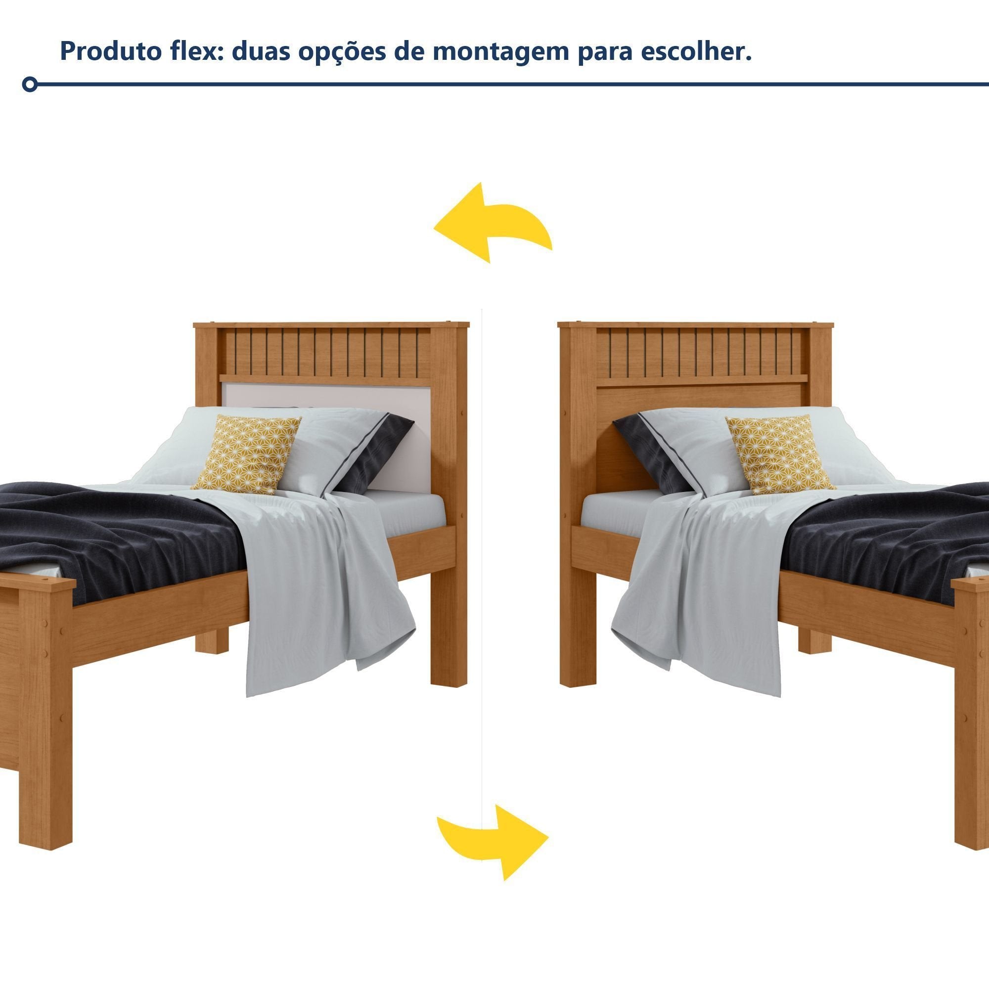 Cama Solteiro Detalhe Ripado Athenas Móveis Lopas Amêndoa Clean