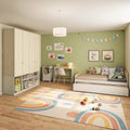 Quarto Completo Infantil Guarda-Roupa Curió, Bicama, Mesa, Estante e Petit Casatema MadeiraOriginals Branco/Mel
