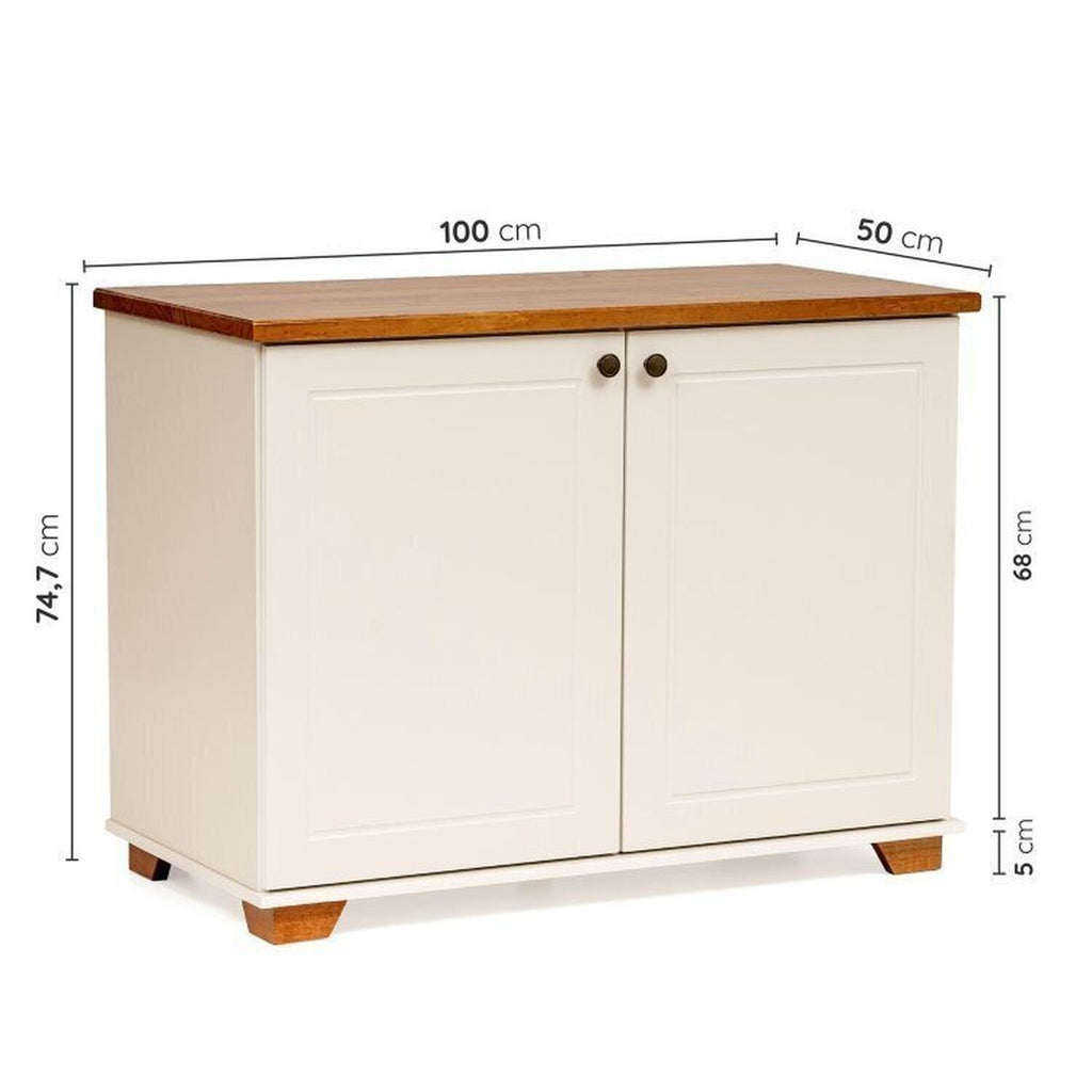 Conjunto Sala de Estar 2 Peças com Rack 2,10 e Armário 2 Portas Ananda CabeCasa MadeiraOriginals Branco Off White/Mel