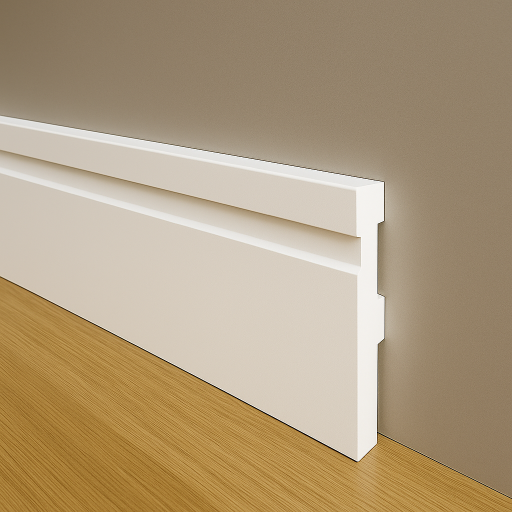 Kit 10 Barras Rodapé Poliestireno 10cm Frisado Branco 2m RM Decor