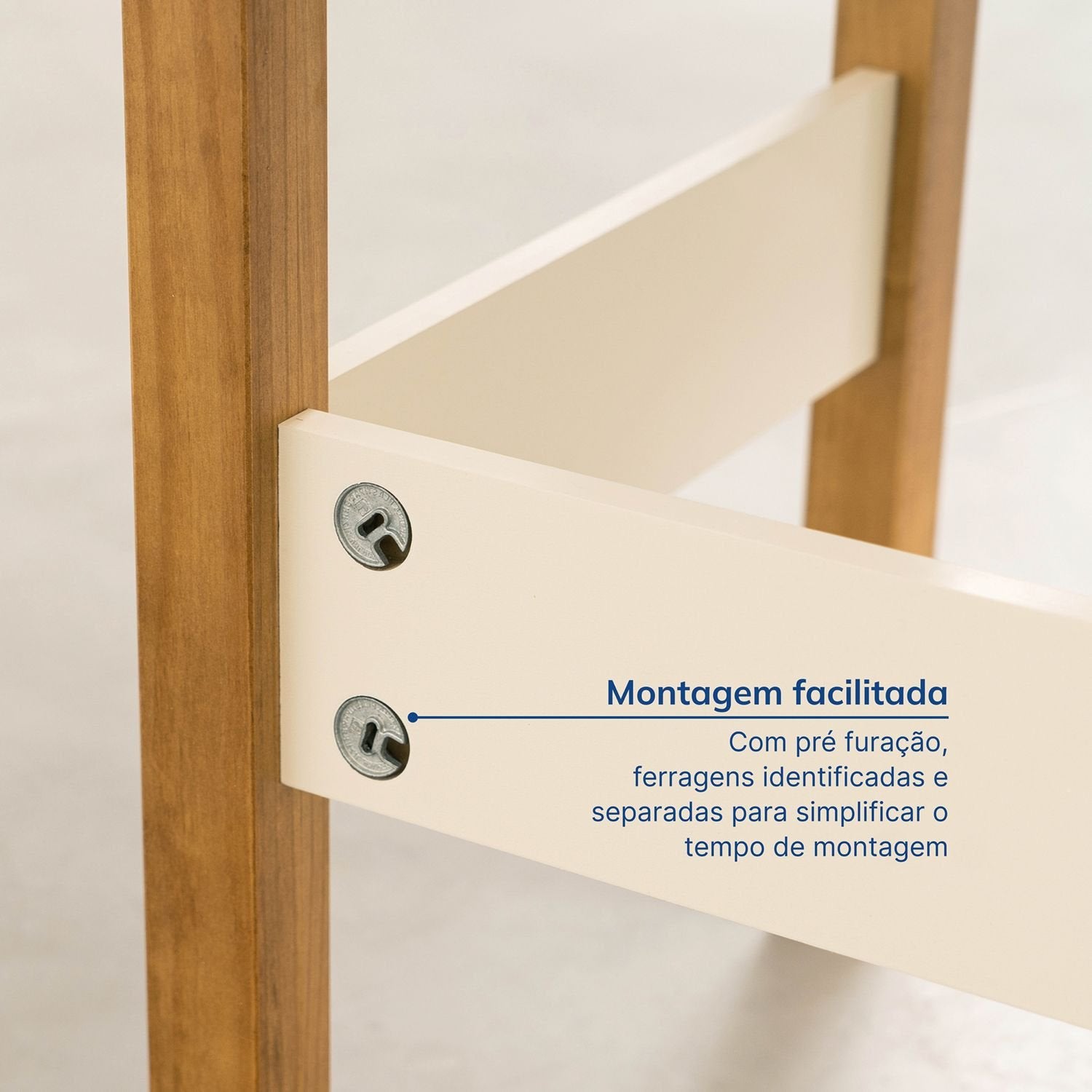 Escrivaninha Mesa Escritório Ananda 2 Gavetas 120cm MDF CabeCasa MadeiraOriginals Off-White e Mel Marrom