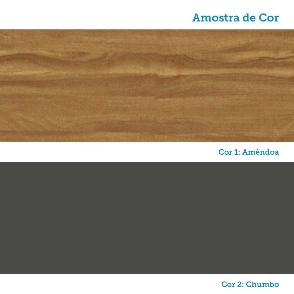 Cozinha Completa Modulada 100% MDF Vicenza Espresso Móveis 6 Peças 12 Portas 4 Gavetas Vidro Amêndoa/Chumbo 354,5x225x47cm