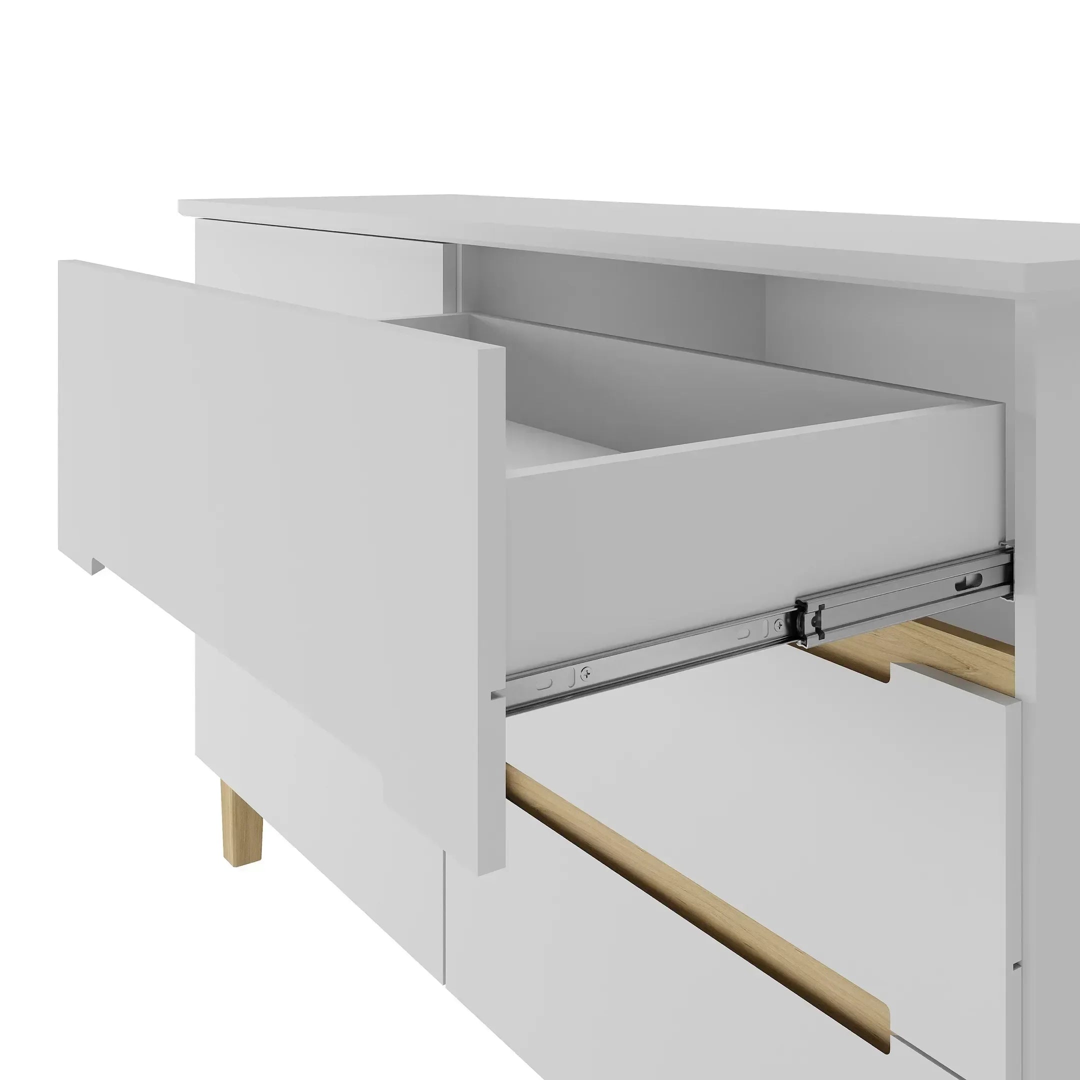 Cômoda para Quarto 6 Gavetas MDF Logan Yescasa Branco/Olmo