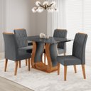 Conjunto Sala de Jantar Inspirare Mesa 120x80cm Tampo com Vidro 4 Cadeiras Yescasa Cinza/Mel