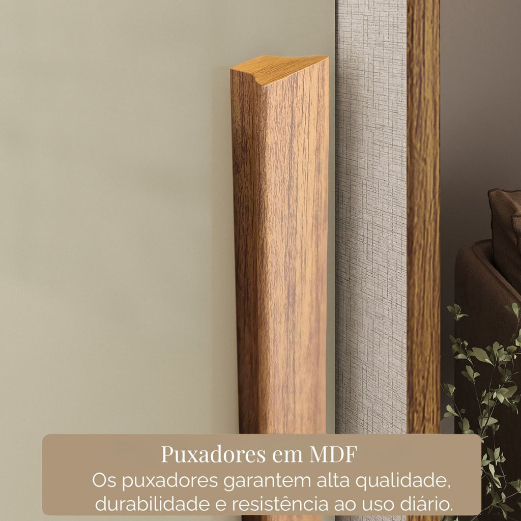 Guarda-Roupa Casal 3 Portas de Correr 6 Gavetas Spazio Yescasa 100% MDF Off White/Cinamomo