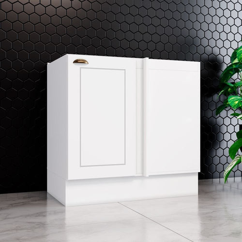 Balcão para Cozinha Canto Reto 1 Porta com Tampo Emily Espresso Móveis Branco HP