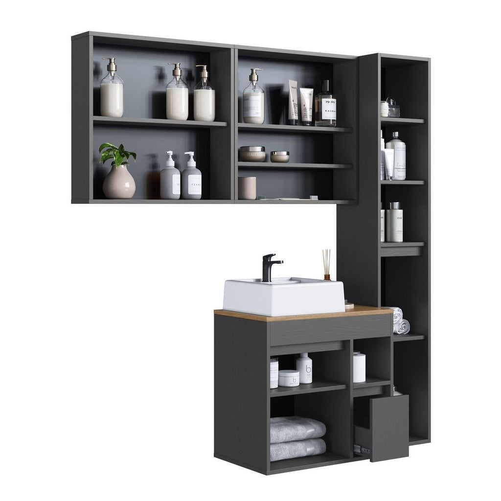 Conjunto para Banheiro Modulado 4 Peças Gabinete Suspenso com Cuba Bangladesh Art in Móveis 148cm Arenas