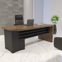 Escrivaninha Mesa Escritório Tamburato 4 Gavetas Lado Direito 180cm Marrom/Charuto/Preto Artany