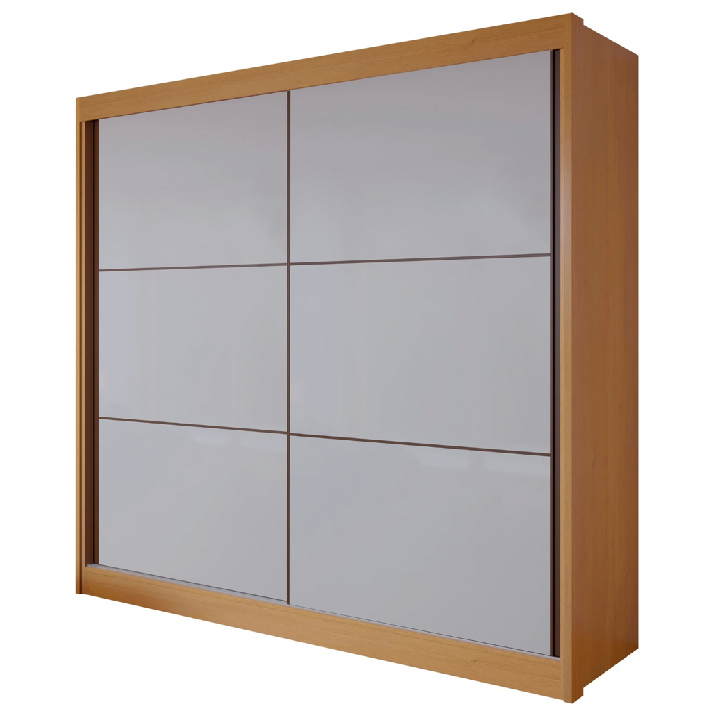 Guarda-Roupa Casal 2 Portas de Correr 6 Gavetas Hawai D Doro MDF Marrom/Cinamomo/Off White