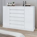 Cômoda 2 Portas 7 Gavetas com Chave e Prateleiras Vedra Móveis Lopas Amêndoa Clean/Off White